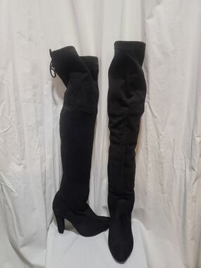 Steve Madden Black Over-the-Knee Stretch Boots with Heel